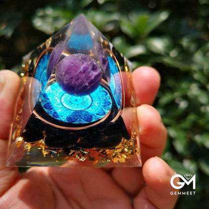 Amethyst with Black Tourmaline Orgone Pyramid