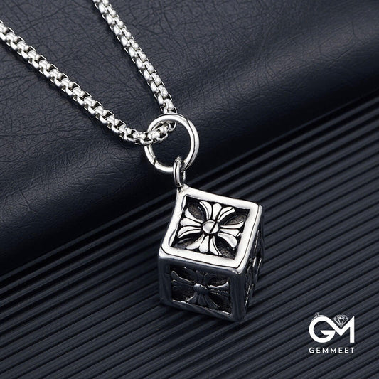 Cube 3D Cross Polygonal Star Stainless Steel Necklace