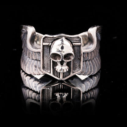 Vintage Shield Skull Fishscale Ring