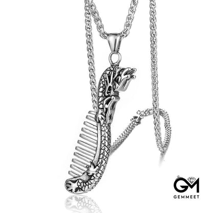 Titanium Steel Comb Hip Hop Necklace