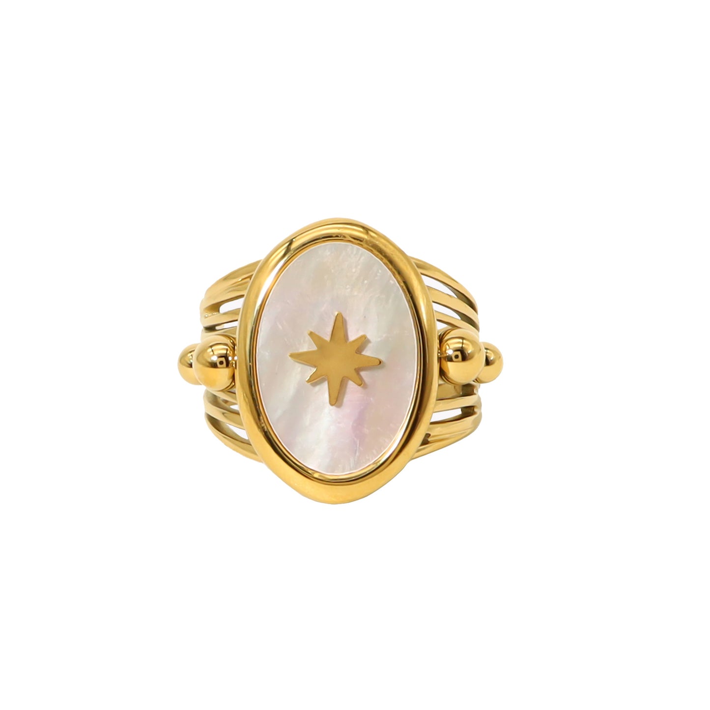 Bohemia Hexagram Oval Shell Signet Ring