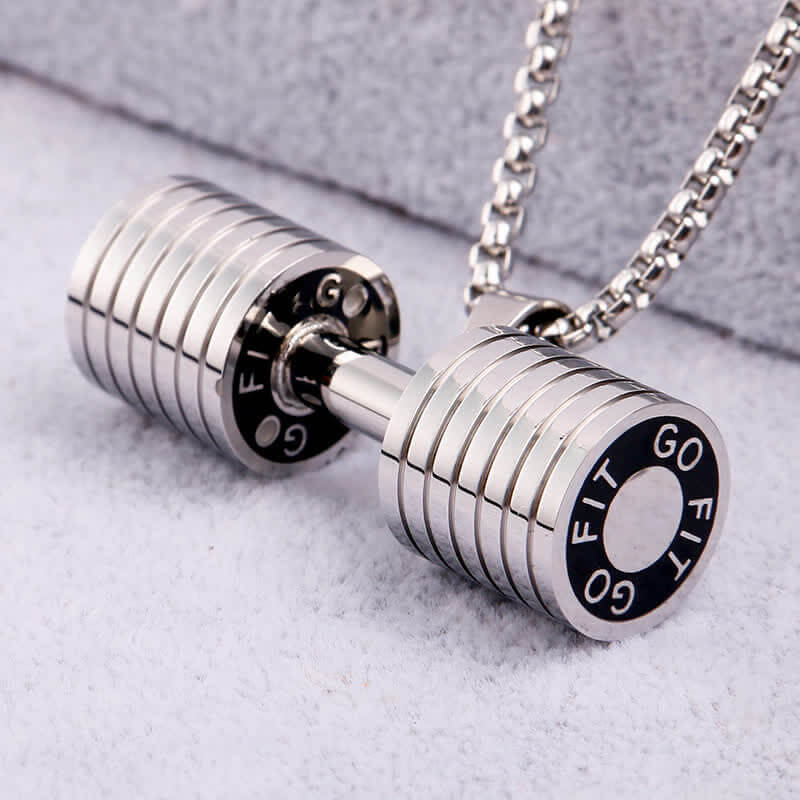 Men's Gym Dumbbell Fitness Necklace