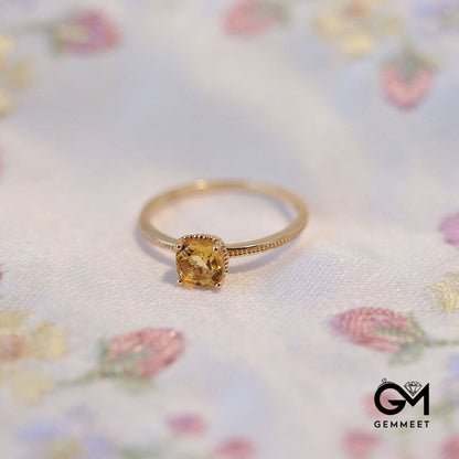 Vintage Gold Plated Citrine Court Ring