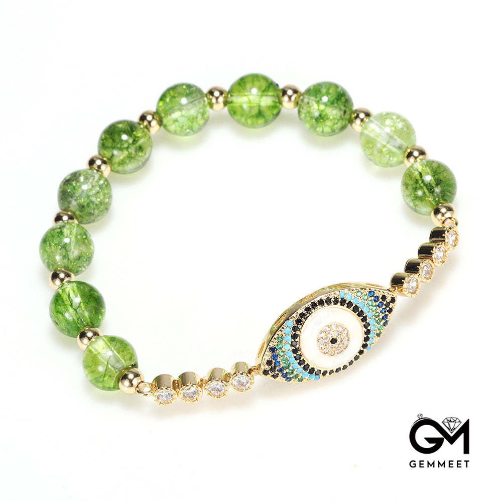 Peridot Evil Eye Symbol Healing Bracelet