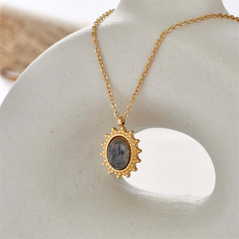 Labradorite Sun Retro Gemstone Necklace