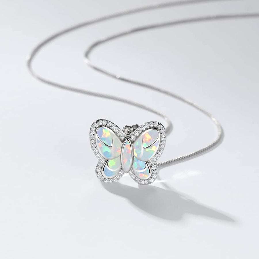 Summer Butterfly Opal with Zircon Necklace