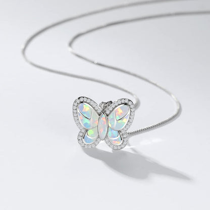 Summer Butterfly Opal with Zircon Necklace