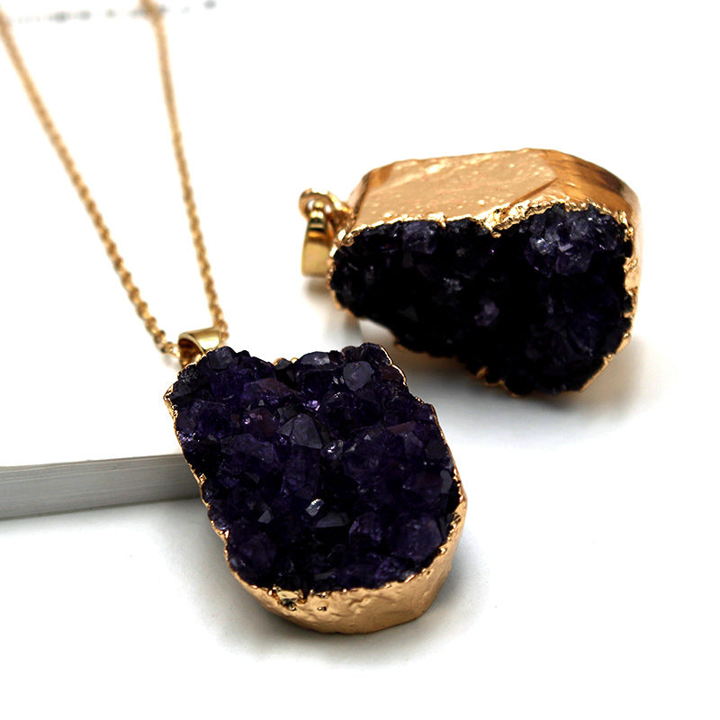 Delicate Natural Amethyst Druse Irregular Necklace