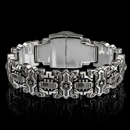 Men's Armed Forces Skull Interlock Bracelet