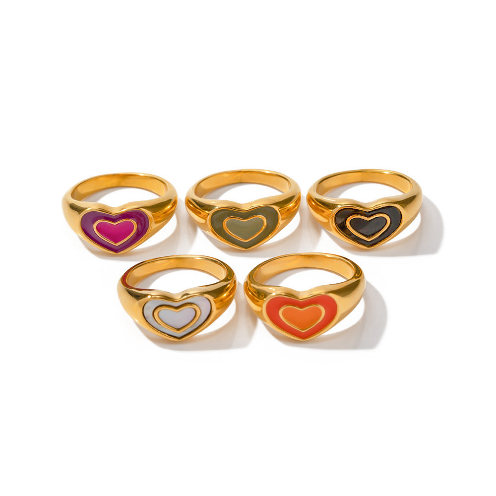 Cute Oblate Heart Shape Signet Ring