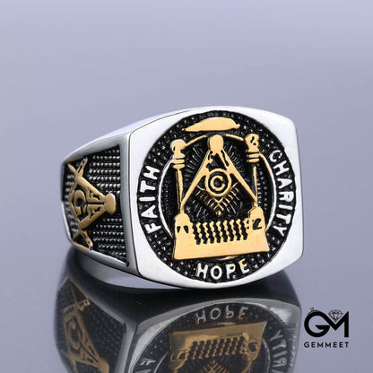 Stainless Steel AG Masonic Ring