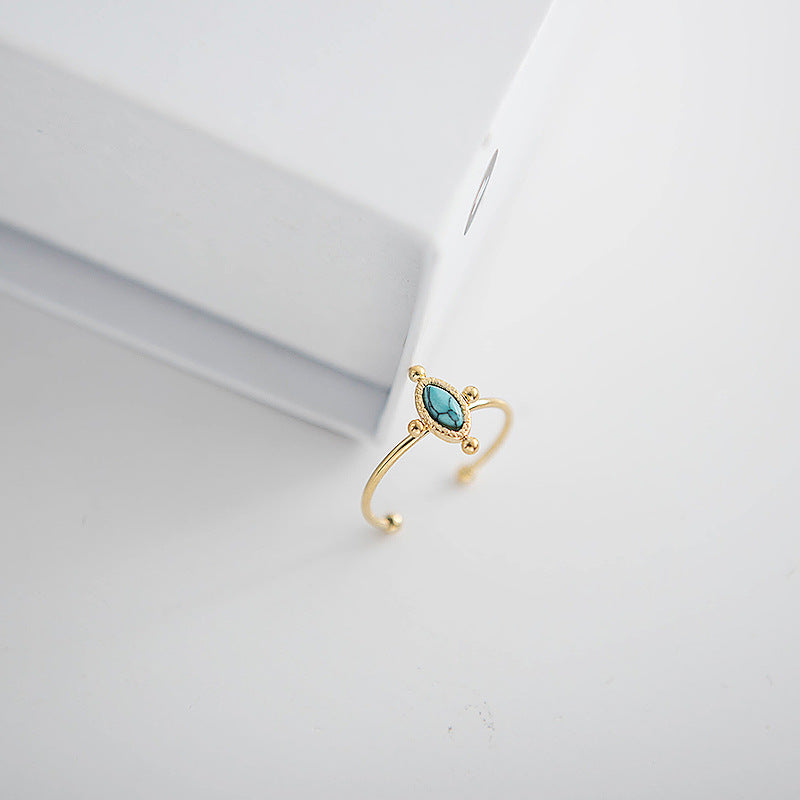 Cute Minimalism French Style Turquoise Ring