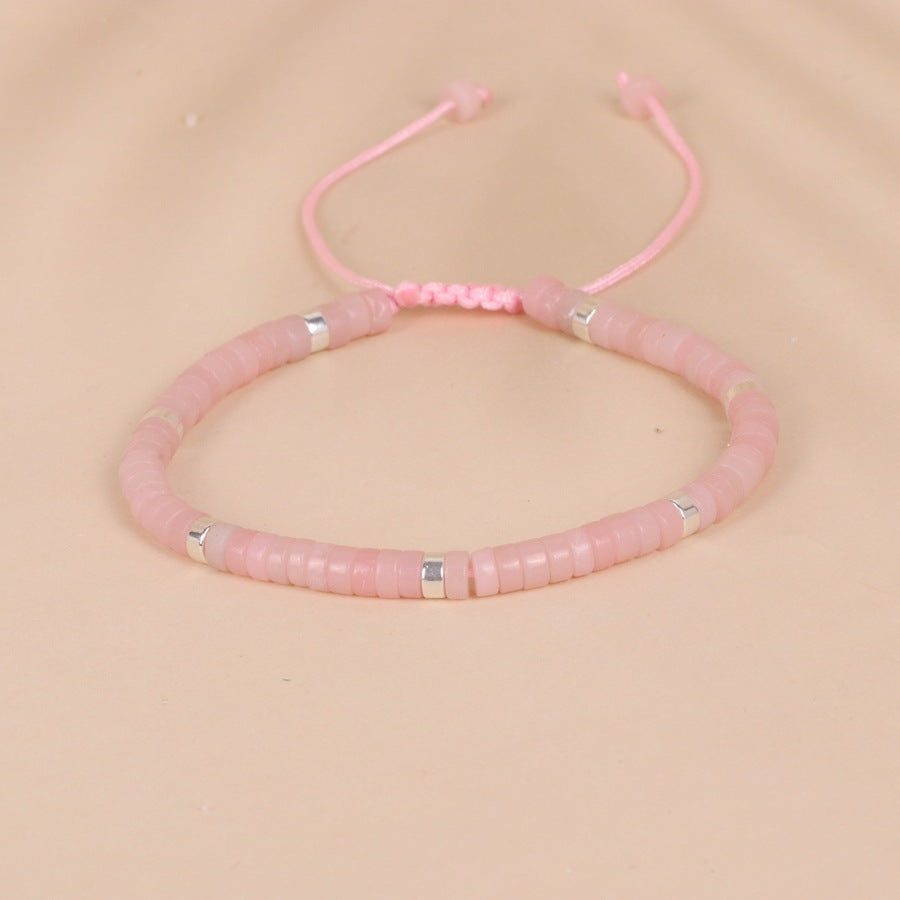 Powder Crystal Bead Woven Bracelet