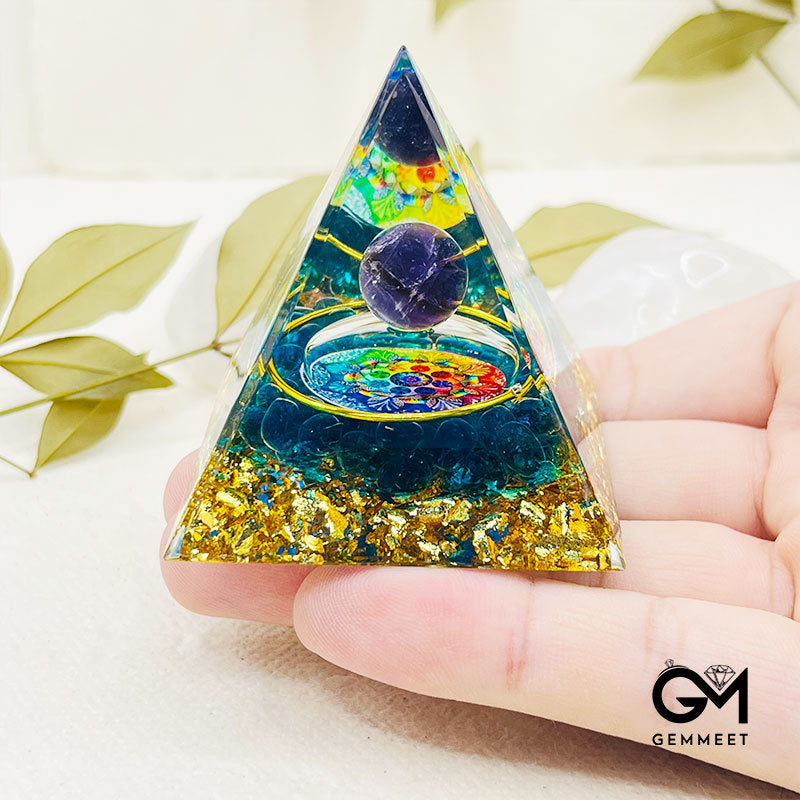 The Tranquil Deep Ocean Orgone Macadam Crystal Pyramid