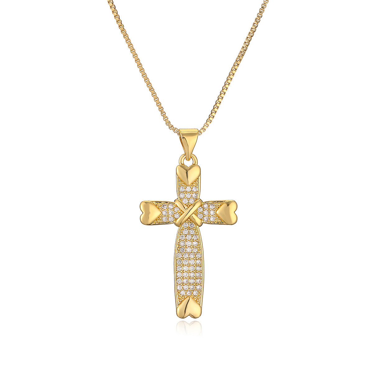 Full Stones Cross Pendant Necklace