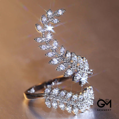 Simple and Elegant Leaf Zircon Ring