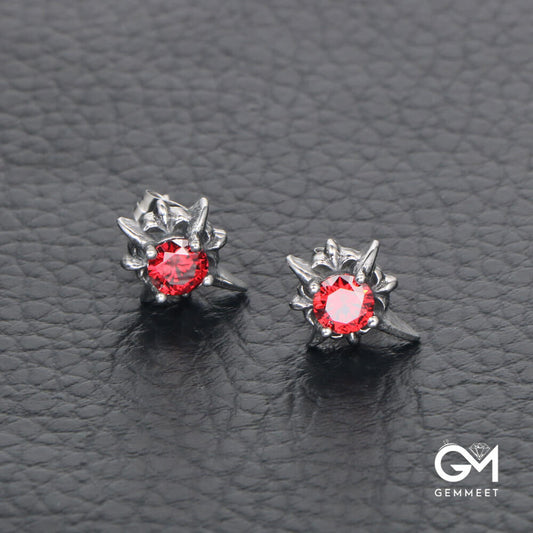 Titanium Steel Punk Red Black Zircon Earrings