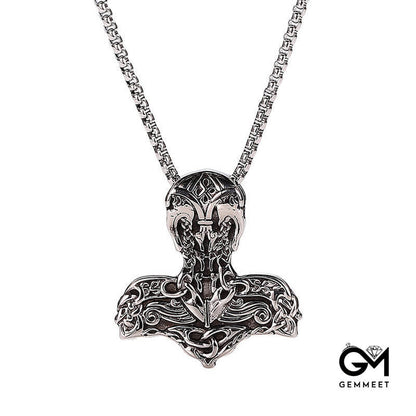 Stainless Steel Odin Sol Thor Hammer Pendant Necklace