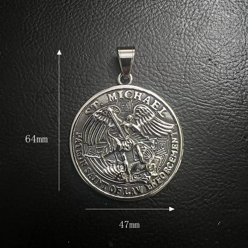 Hip Punk Saint Michael Angel Medal Pendant