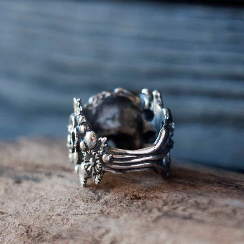 Retro Skull Flower Ring