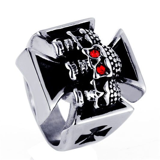 Red-eyed Skull Retro Trendy Male and Female Ghost Head Ring