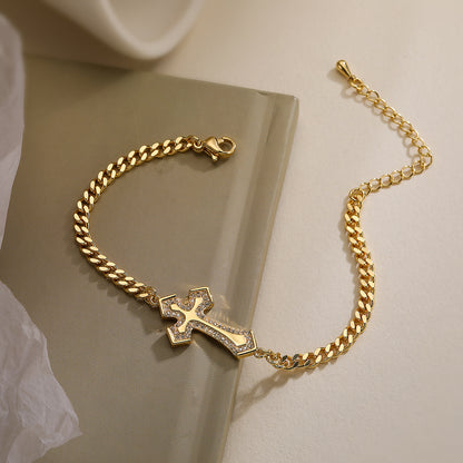 Cross Shape Pendant Cuban Bracelet