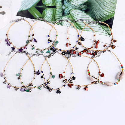 Natural Crystal Gravel Pendant Bracelet Anklet