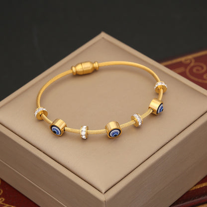 Light Luxury Stainless Steel Full Color Stone Bracelet