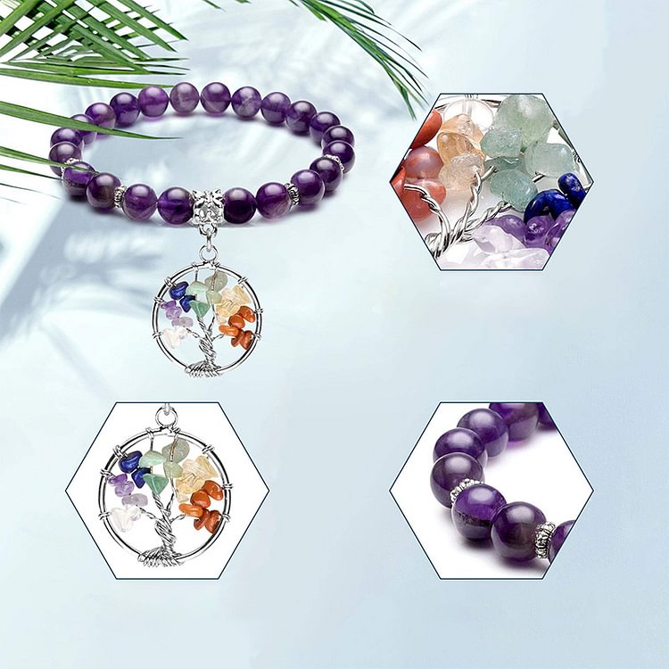 Chakra Tree Of Life Amethyst Bracelet