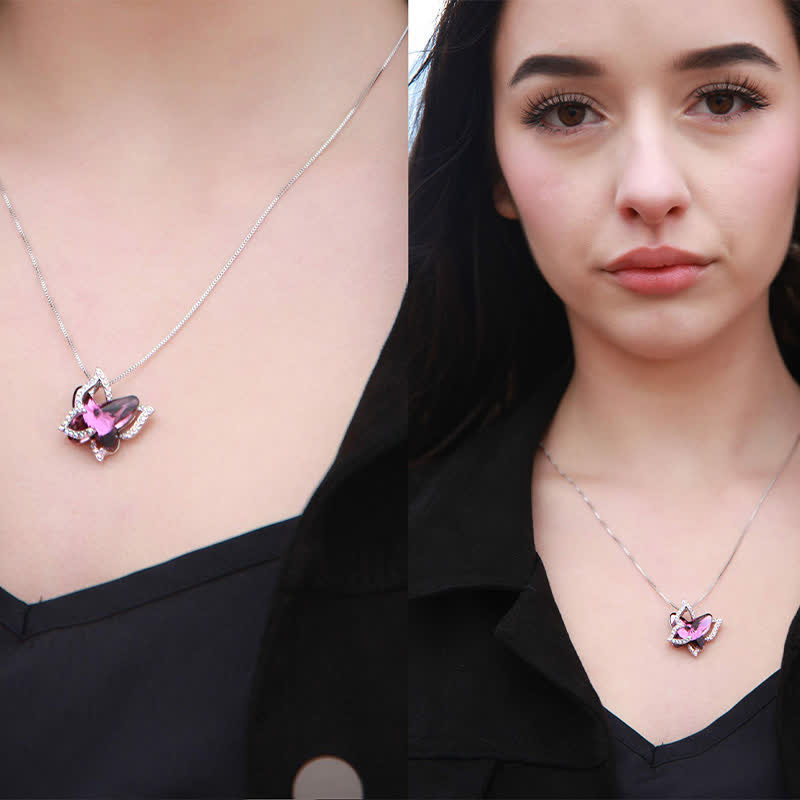 "Spread Your Wing" - Butterfly Birthstone Crystal Necklace