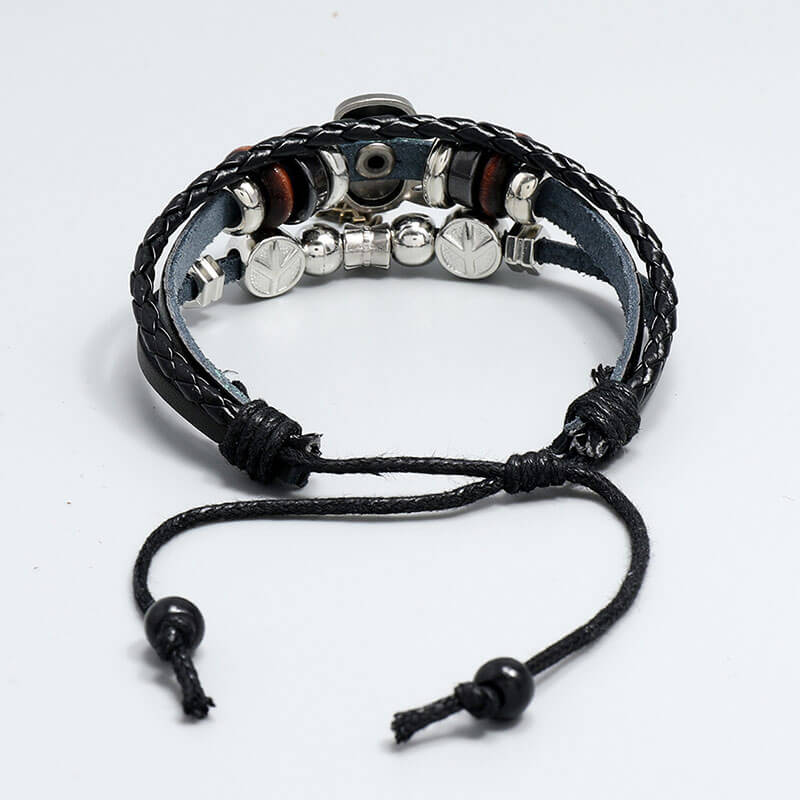 Creative Handmade Beaded Cross Leather Bracelet Retro Trend Multilayer Men's Bracelet