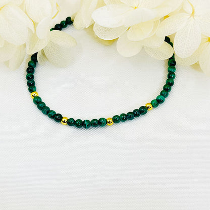 Flower Green Stone Woven Bead Bracelet