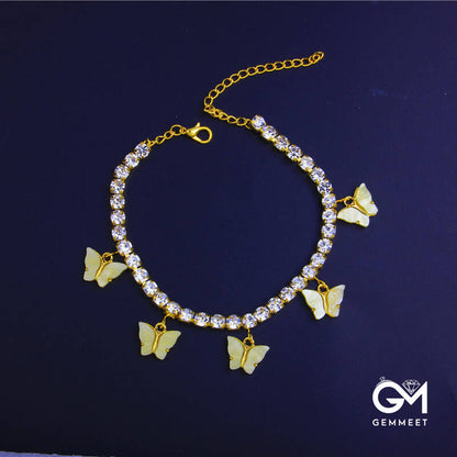 Beach Zircon Resin Butterfly Anklet