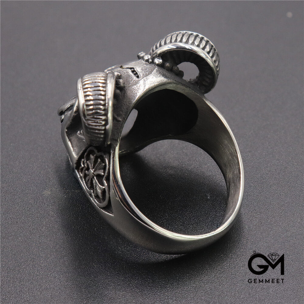 Beauty and The Beast Skull Horn Titanium Steel Ring