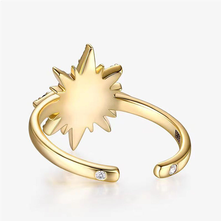 Sunflower Eight-Pointed Star Colorful Treasure Open Ring