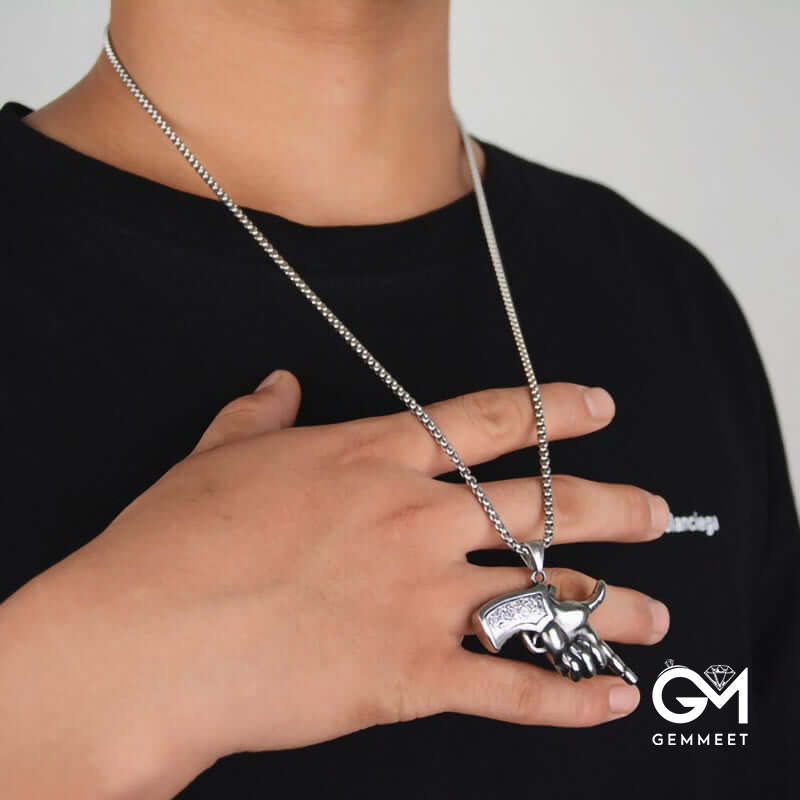 Men's Stainless Steel Pistol Necklace