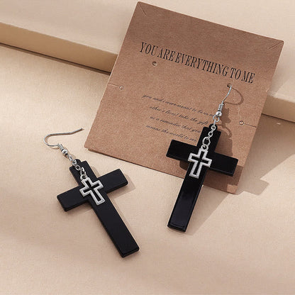 Punk Double Cross Acrylic Resin Earrings