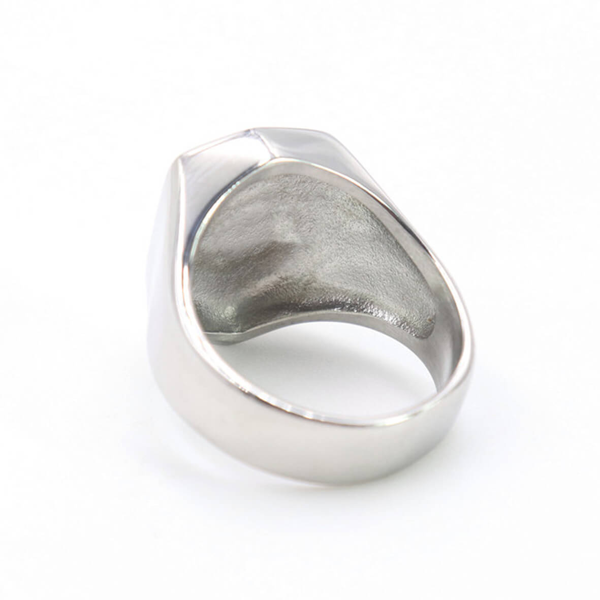 Simple Titanium Steel Irregular Shield Shaped Ring