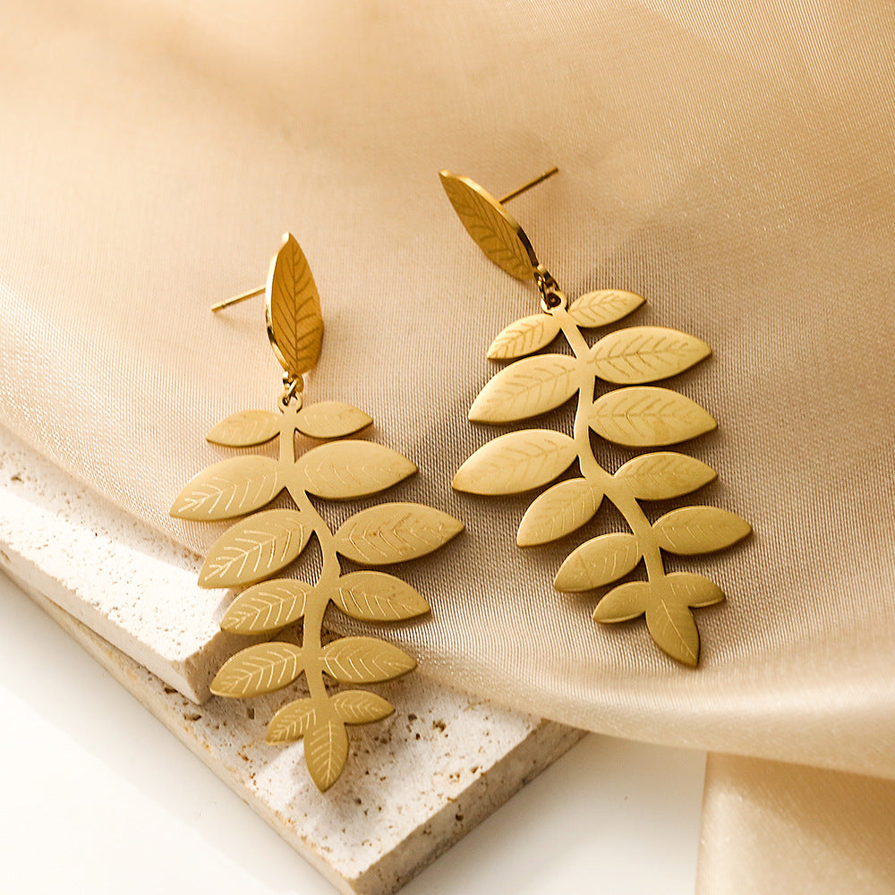 Cute Coconut & Olive Leaf Dangle Earrings