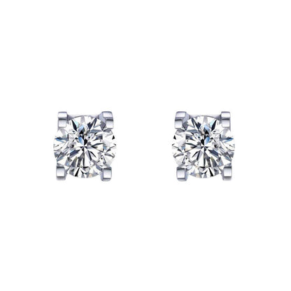 White Gold Solitaire Prong Settings Moissanite Stud Earrings