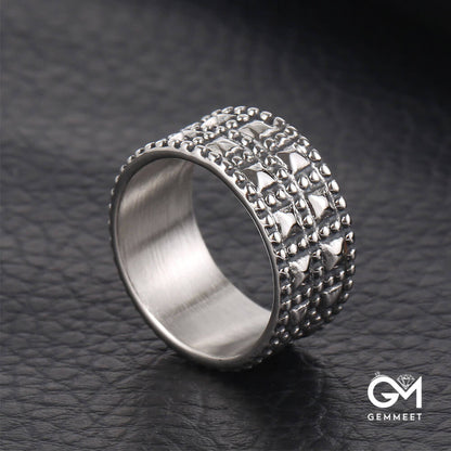 Vintage Chequered Titanium Steel Ring