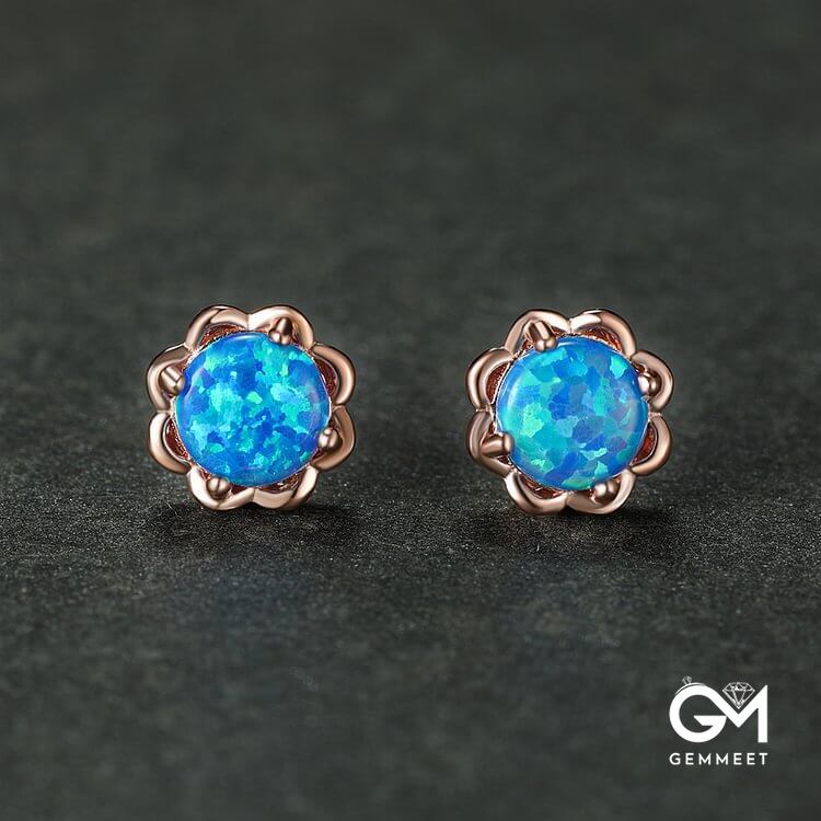 925 Silver Four Claw Opal Luxury Earrings