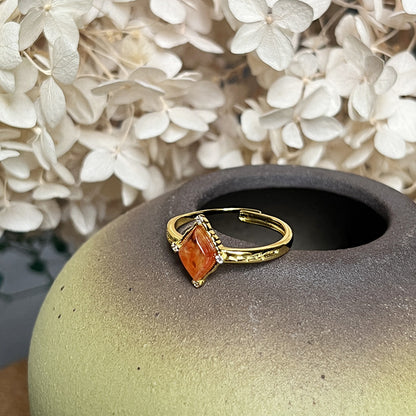 Vintage Imitation Red Amber Gold Plated Ring