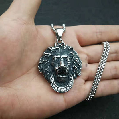 Hip Hop Gold Plated Zircon Lion Head Pendant