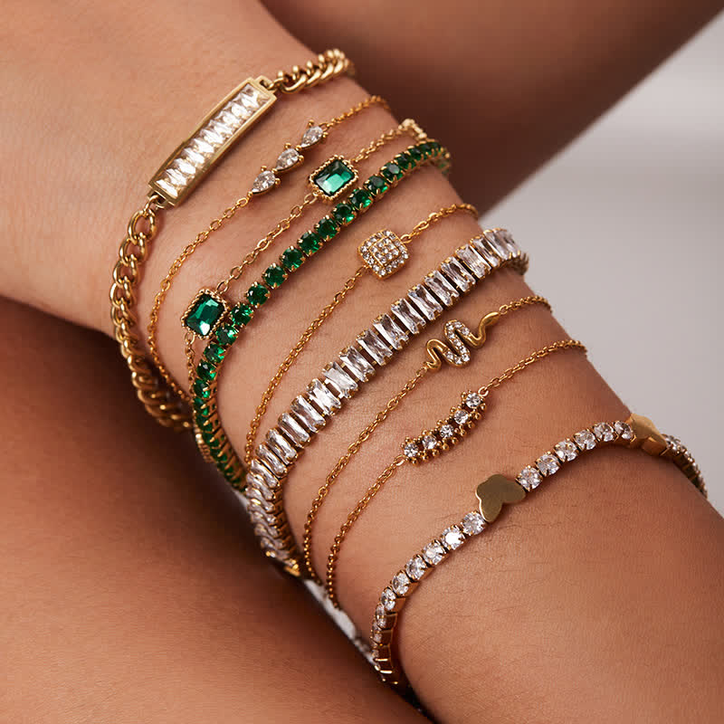 Green Crystal Chain Bracelet