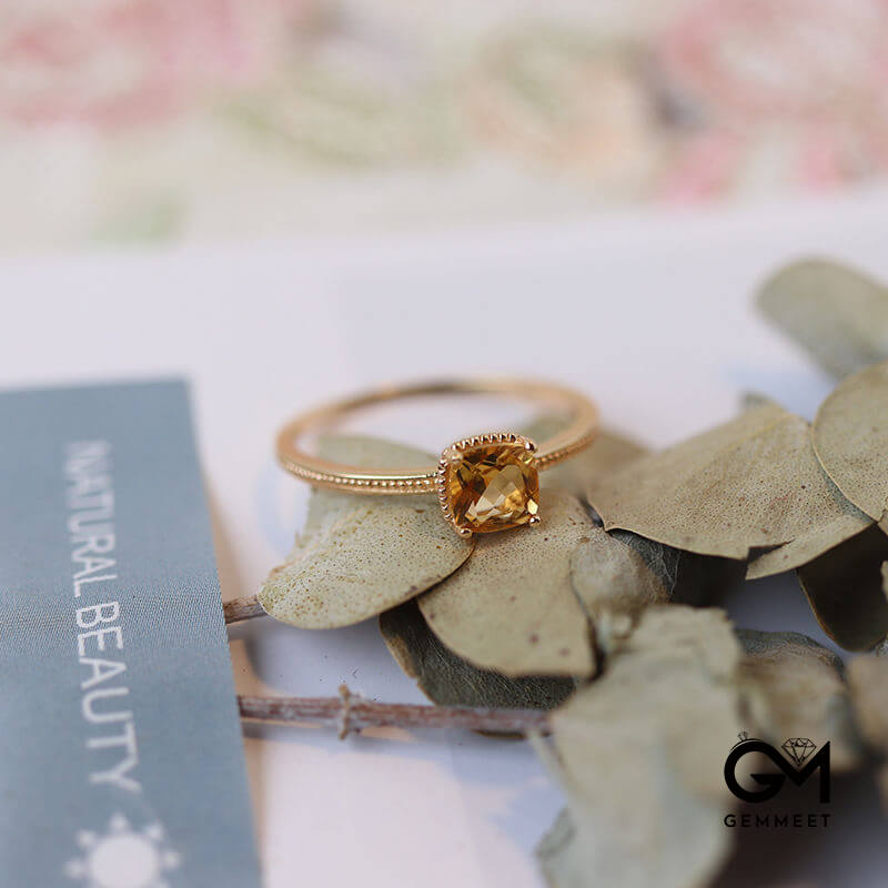 Vintage Gold Plated Citrine Court Ring