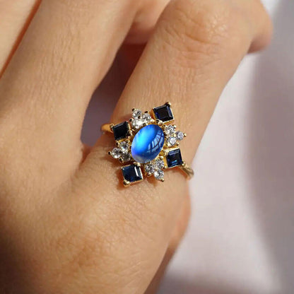 Gold Princess Moonstone Full Stones Ring