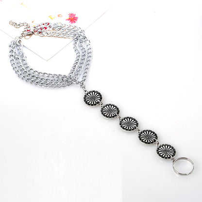 Bohemia Retro Flower Multi-layer Toe Ring Anklet