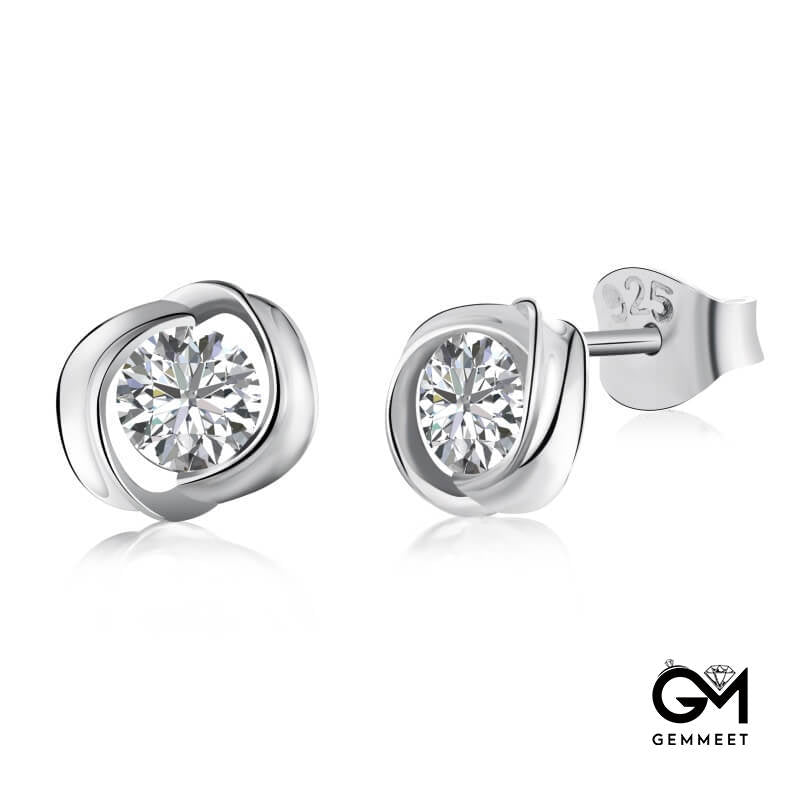 S925 Sterling Silver Flower Round Zircon Earrings