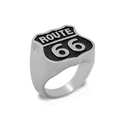 Fashion Creative Route 66 Titanium Steel Ring